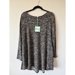 NWT Umgee Women’s Heather Gray/Black Comfy Cotton Blend Tunic w/Pockets Size M